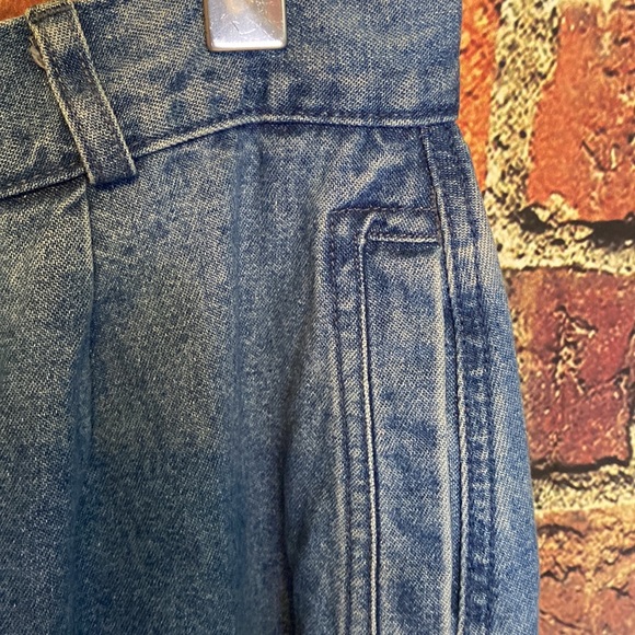 Vintage Tanjay A-Line Button Up Midi Flowy Jean Denim Skirt with Pockets Size L - Picture 5 of 11